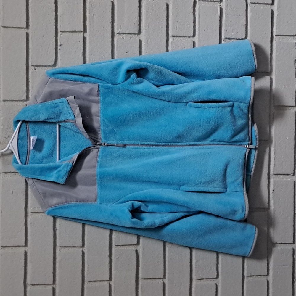 DANSKIN Blue/Gray Fleece Zip-Up W/Pockets Jacket. Size Large NWOT